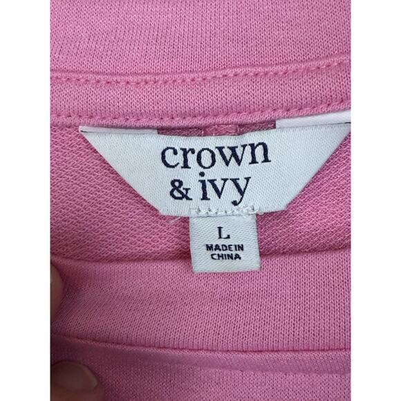 Crown & Ivy women's Top Sz L Pink Short Sleeves Soft Feminine Classic Casual - Picture 9 of 12